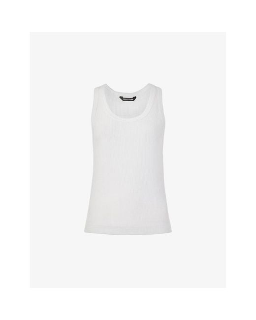 Whistles White Scoop-Neck Ribbed Stretch Better-Cotton Vest Top