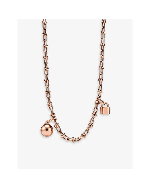 Tiffany & Co Metallic Tiffany Hardwear Small Single Wrap 18Ct Rose- Necklace
