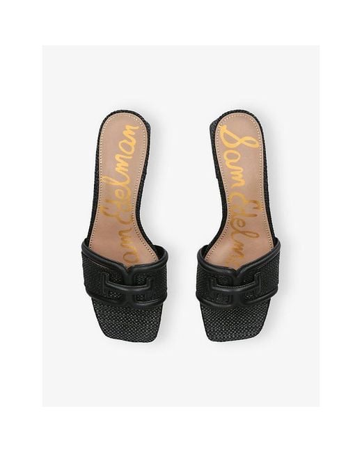 Sam Edelman Black Waylon Woven And Leather Block-Heel Mules