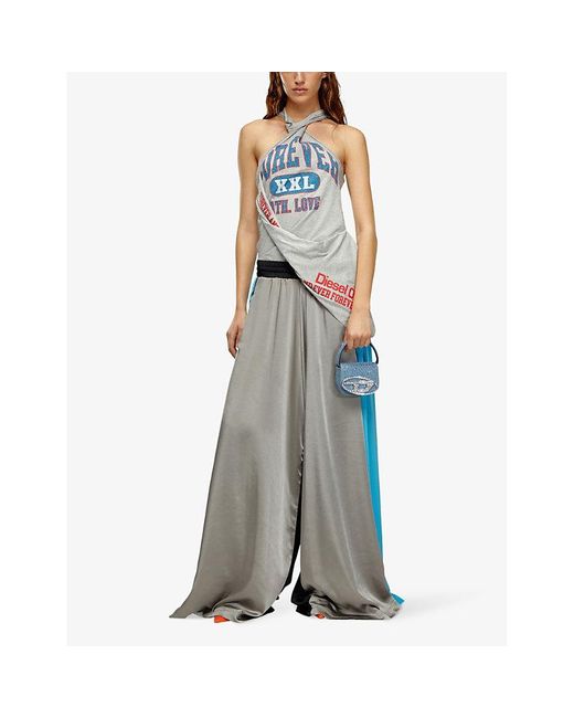 DIESEL Blue P-wild Double-knit Satin Palazzo Trousers