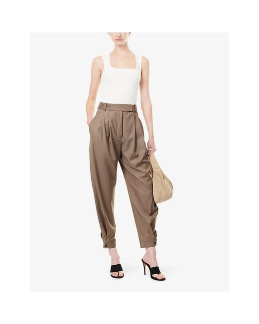RÓHE Frames Natural Tailored Buttoned-Cuff Wool Trousers