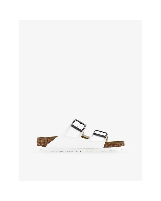 Birkenstock White Arizona Two-Strap Vegan Leather Sandals