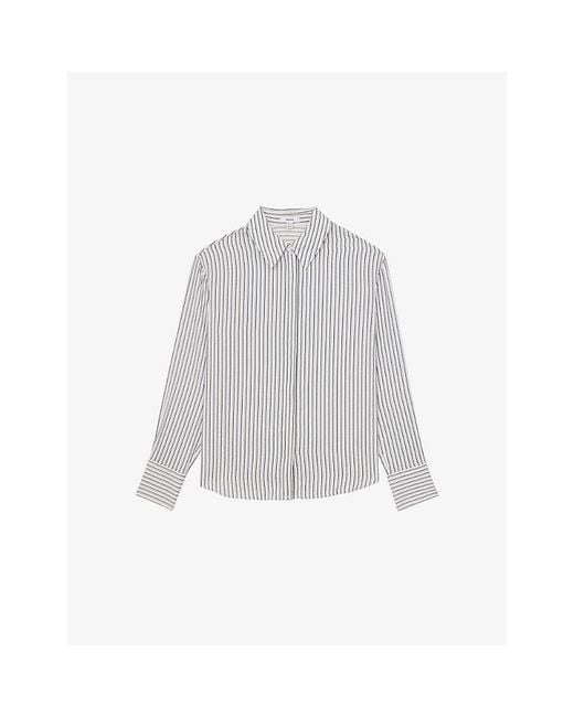 Reiss White Annika Striped Woven Blouse