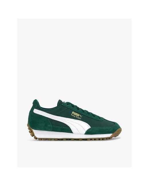 PUMA Green Dark Myrtle White Easy Rider Vintage Panelled Suede Low-top Trainers for men