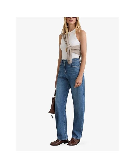 Reiss Blue Sabel Barrel-Leg Denim Jeans