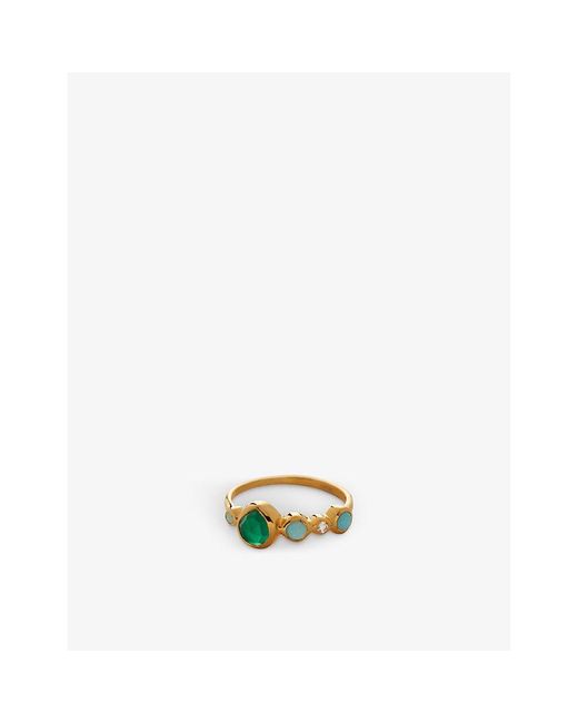 Monica Vinader White Mv Siren Bezel Multi Gemstone 18Ct-Plated Sterling, Rock Crystal, Chrysoprase, Onyx And Amazonite Ring