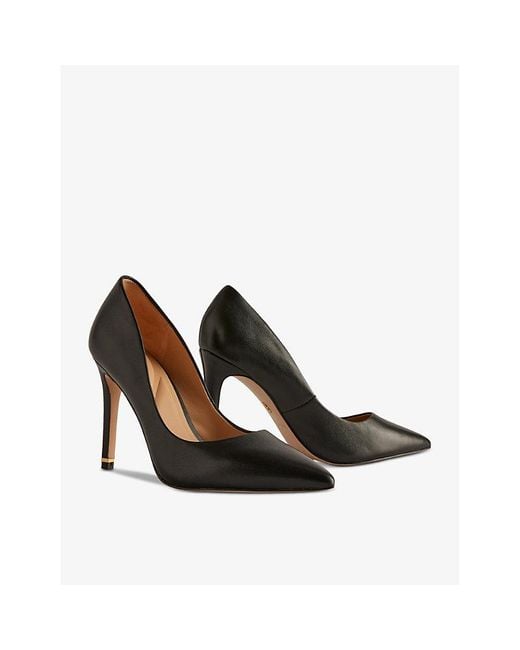 Ted Baker Black Caaraa Embellished-heel Faux-leather Court Shoes