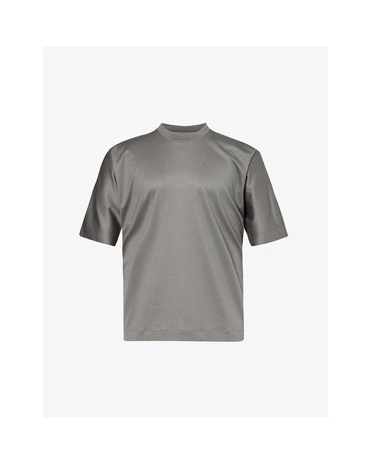 Emporio Armani Gray Logo-embroidered Relaxed-fit Jersey T-shirt X for men
