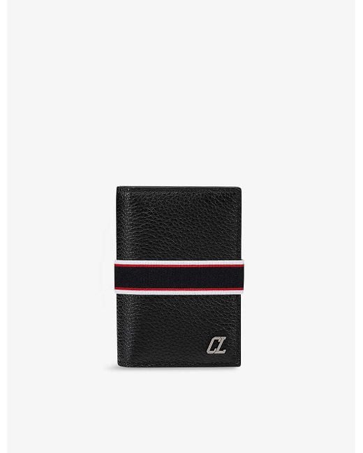 Christian Louboutin Black F.a.v. Brand-band Grained-leather Card Holder for men