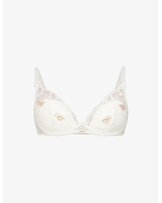 Chantelle Fleurs Plunge Stretchlace Bra in White Lyst Canada