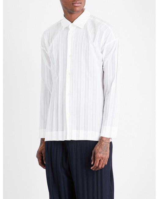 Homme Plissé Issey Miyake White Regular-fit Pleated Shirt for men