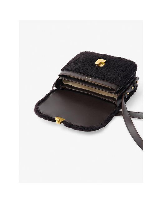 Soeur Black Bellissima Mini Shearling And Leather Cross Body Bag