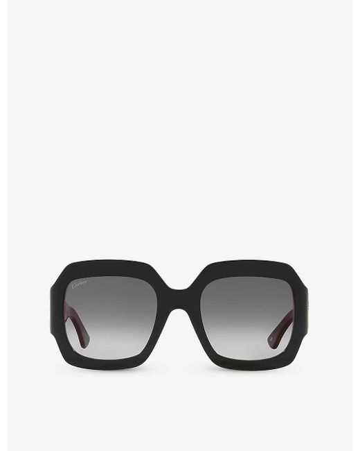 Cartier Black Ct0434s Butterfly-frame Acetate Sunglasses