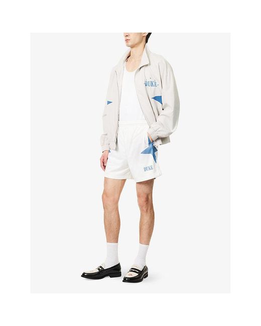 Duke & Dexter White Printed Drawstring Woven Shorts for men