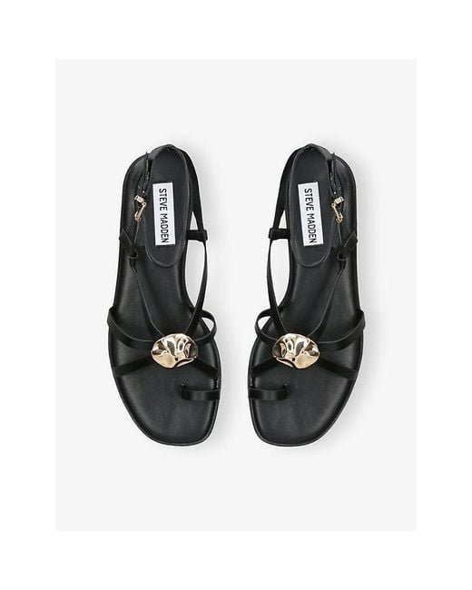 Steve Madden Black Napa Faux-Leather Sandals