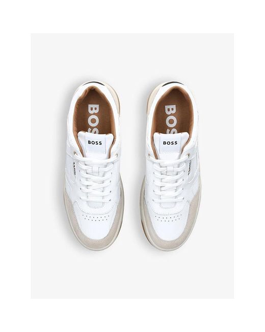 Boss White Baltimore Tennis Leather Low-top Trainers for men
