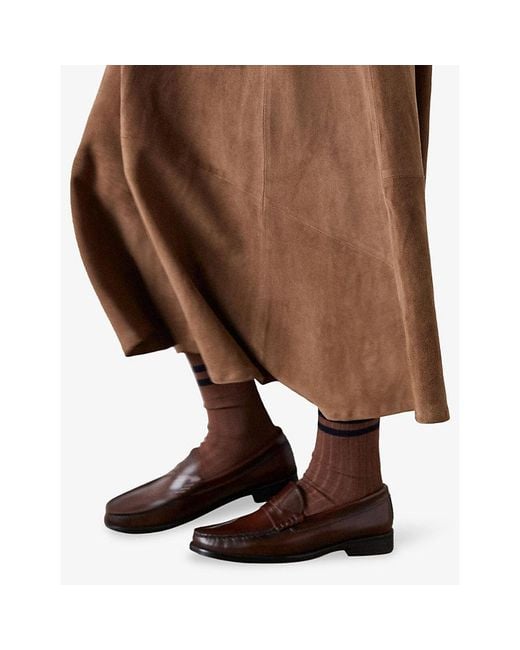 Whistles Brown Striped Ribbed Cotton-Blend Socks