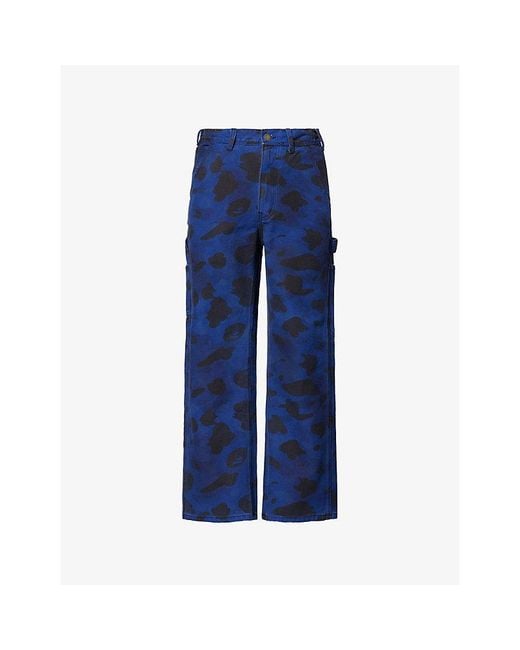 A Bathing Ape Blue Solid 1St Camo Printed Denim Jeans for men