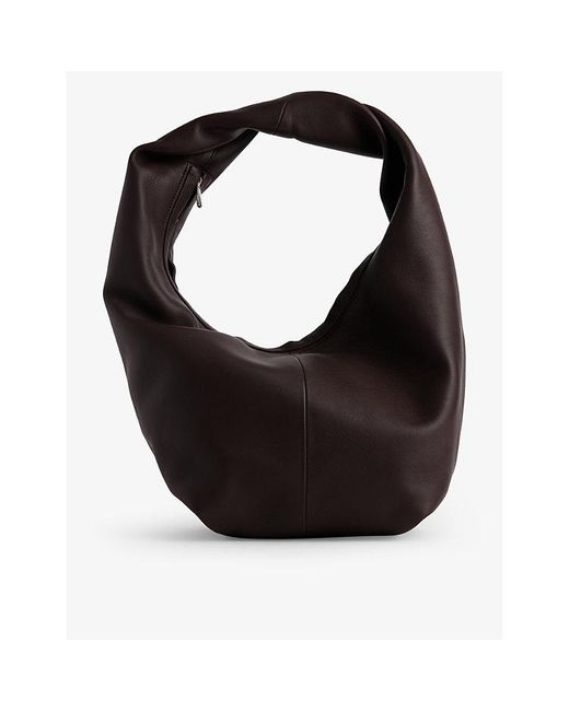 Maeden Black Yela Curved Leather Shoulder Bag