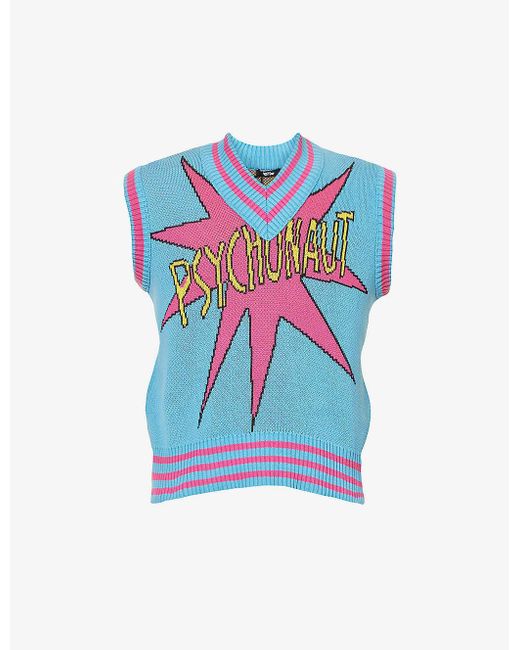 Msftsrep Psychonaut Vneck Cotton Vest in Blue for Men Lyst