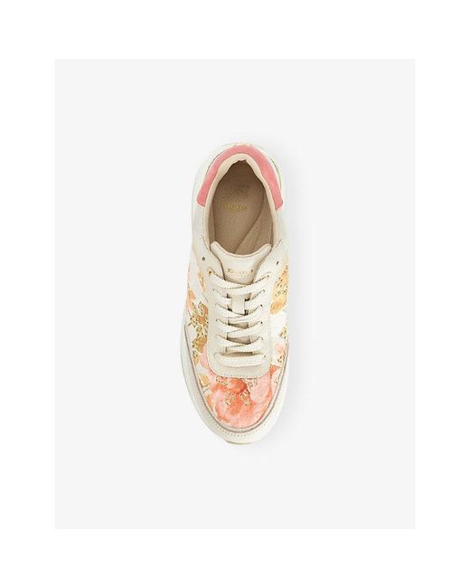 Dune White Esmara Floral Leather And Mesh Trainers