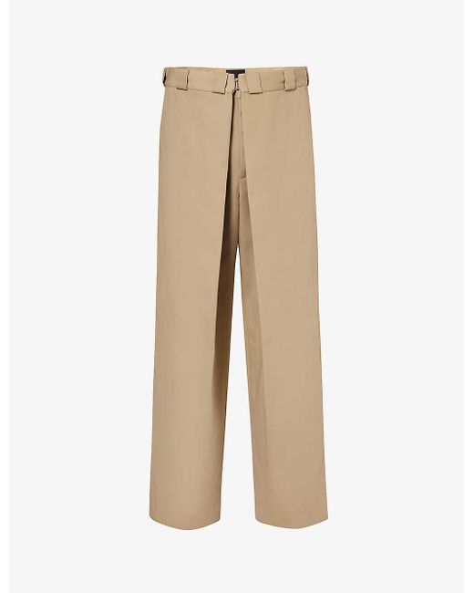 Givenchy Natural Pleated Slip-pocket Mid-rise Wide-leg Woven Trousers for men