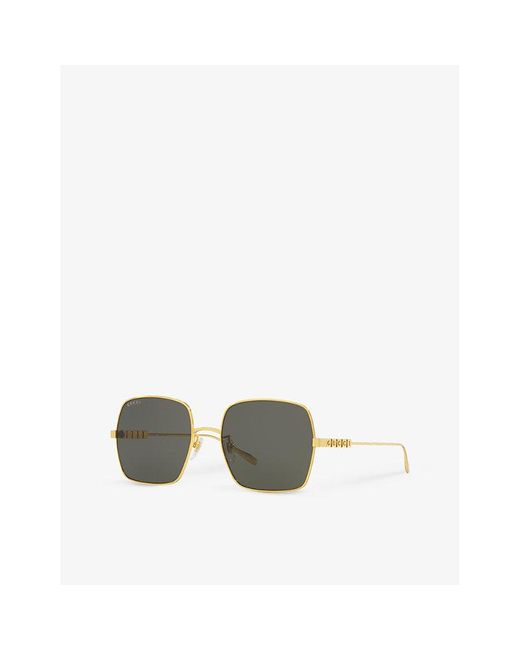 Gucci Gray Gc002133 gg1434s Square-frame Metal Sunglasses