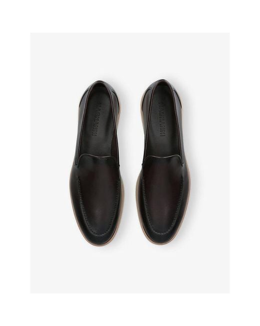 Magnanni Shoes Black Calpe Slip-On Leather Loafers for men