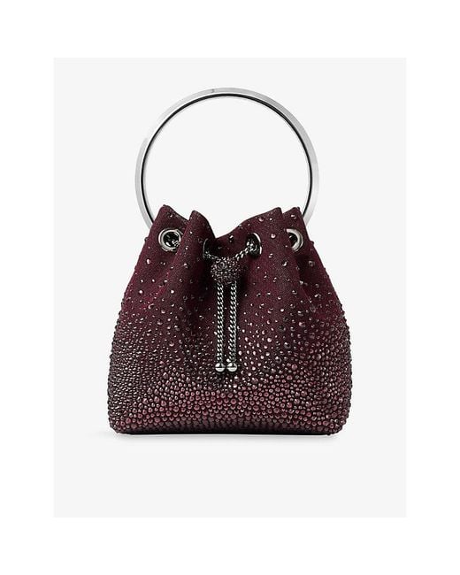 Jimmy Choo Red Bon Bon Crystal-Embellished Satin Bag