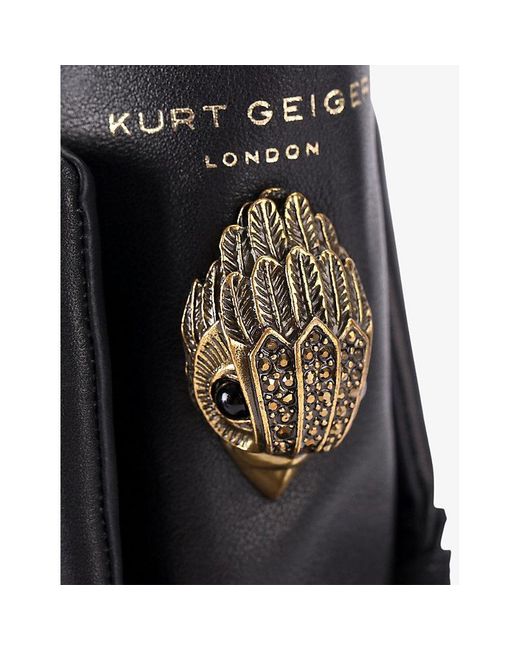 Kurt Geiger Black Kensington Eagle-Embellished Leather Combat Boots