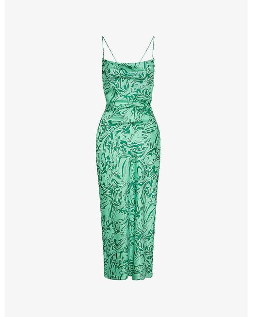 OMNES Green Riviera Graphic-print Recycled-polyester Midi Dress