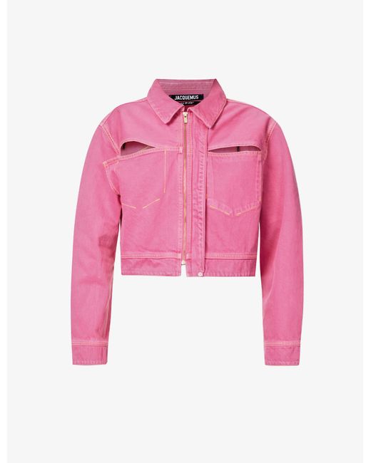 Jacquemus La Veste De Nimes Boxy-fit Organic-denim Jacket in Pink | Lyst UK