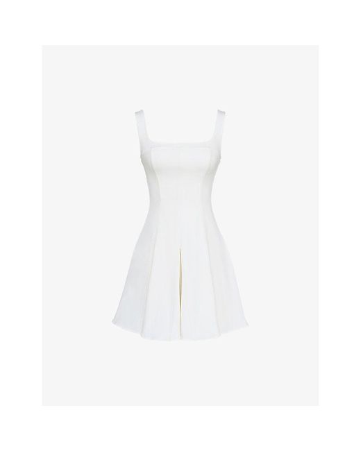 House Of Cb White Amelie Square-Neck Stretch-Crepe Mini Dress Xs (A-C Cup)