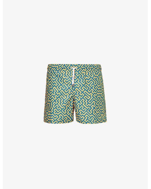 Derek Rose Green Tropez Brand-embroidered Swim Shorts Xx for men