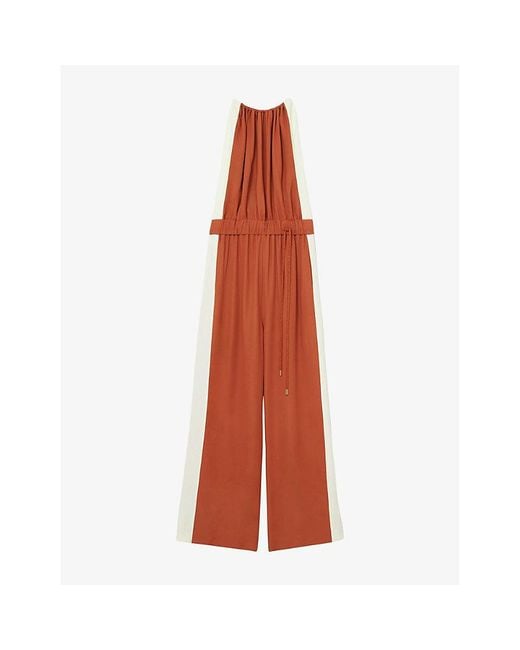 Reiss Orange Inez Side-Stripe Woven Jumpsuit