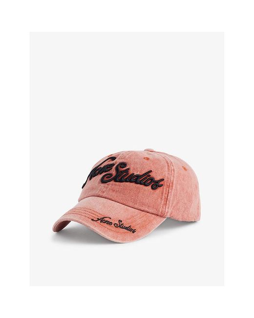 Acne Pink Brand-embroidered Six-panel Cotton-canvas Baseball Cap for men