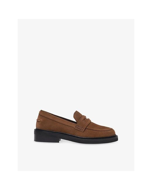Maje Brown Medallion-Embellished Suede Loafers