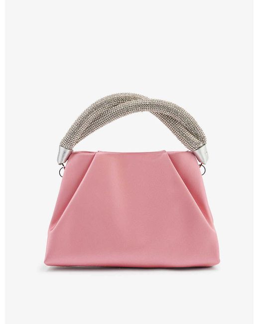 Rodo Berenice Crystal-embellished Satin Top-handle Bag in Pink | Lyst