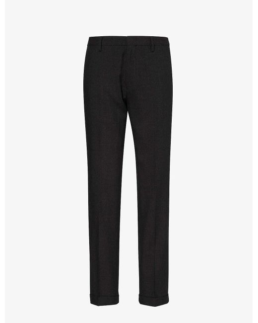 Paul Smith Black Brand-tab Slim-fit Straight-leg Stretch-cotton Trousers for men
