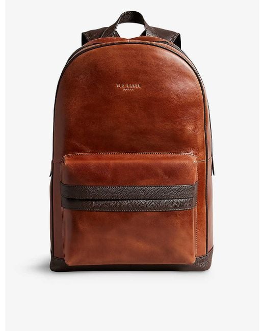 Ted Baker Brown Rayton Logo-embossed Leather Backpack for men