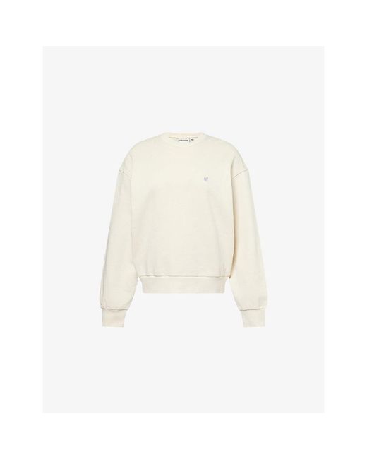 Carhartt White Casey Logo-Embroidered Cotton Sweatshirt