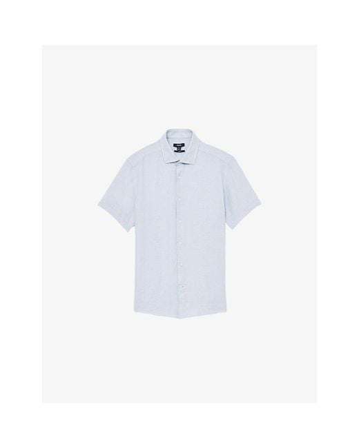 Reiss White Holiday Short-Sleeved Linen Shirt for men