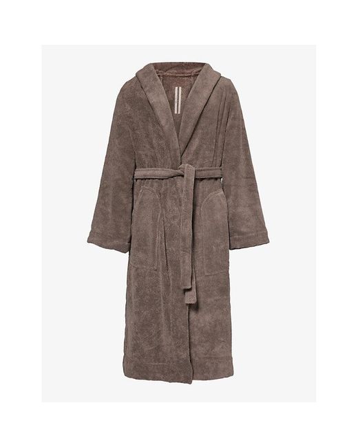 Rick Owens Brown Logo-embellished Relaxed-fit Cotton-towelling Robe for men