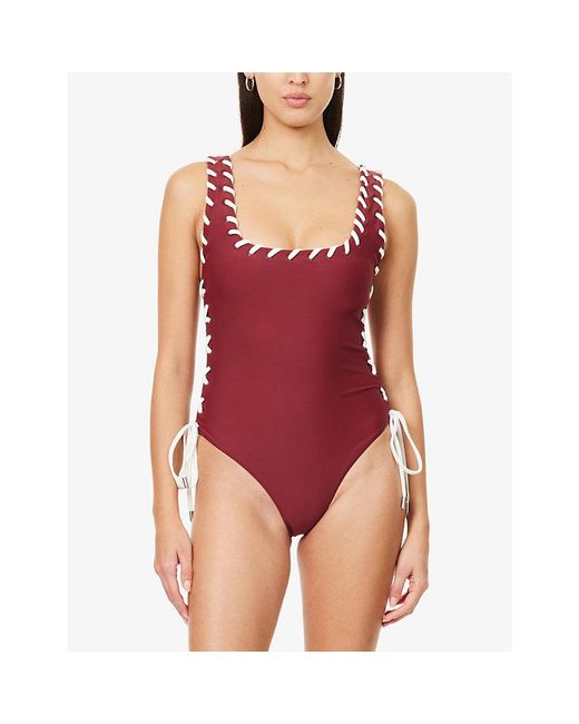 Jonathan Simkhai Red Dayton One Piece Swimsuit