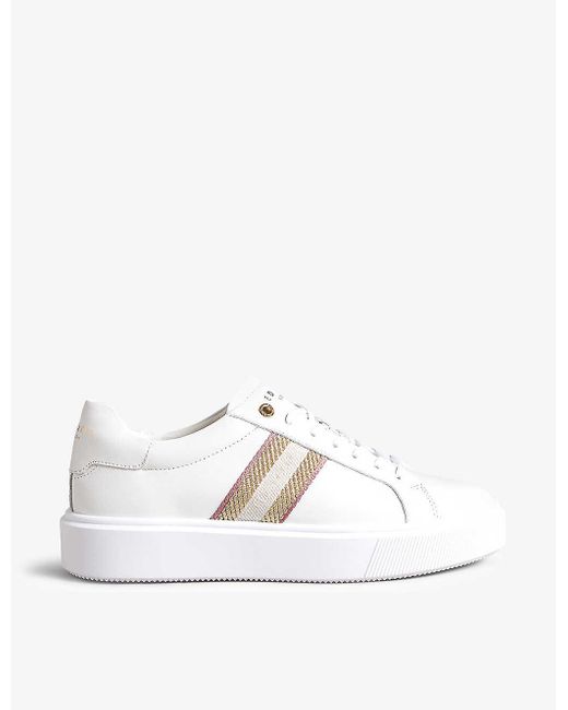 Ted Baker Lornie Leather-webbed Platform Trainers in White | Lyst
