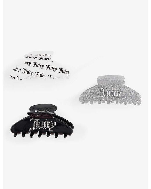 Juicy Couture Metallic Brand-print Pack Of Three Acetate Hair Clips
