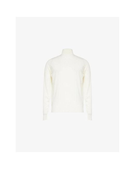 John Smedley White Roll-Neck Merino-Wool Jumper for men