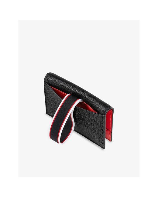 Christian Louboutin Black F.a.v. Brand-band Grained-leather Card Holder for men