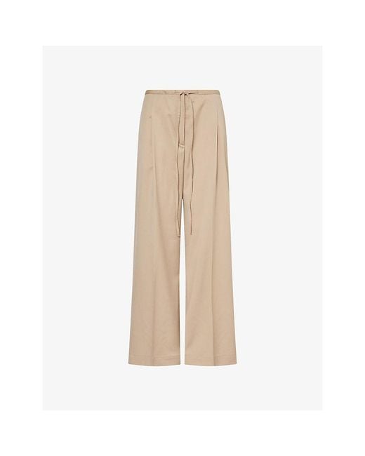 RÓHE Frames Natural Wide-Leg Drawstring-Waistband Wool Trousers