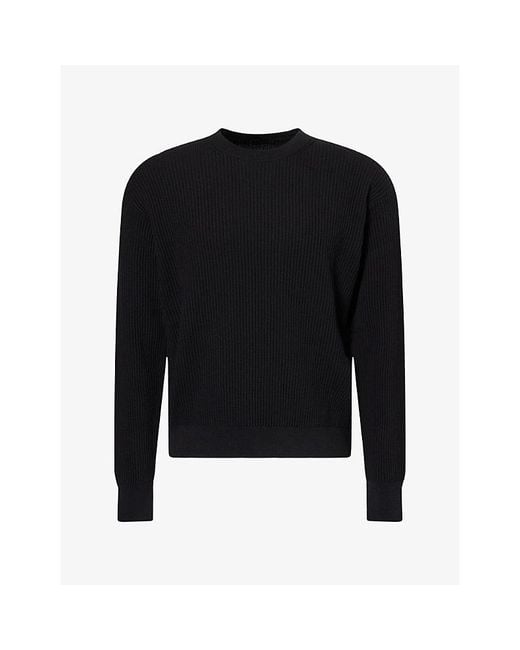 Studio Nicholson Black Crew-Neck Rib-Knit Cotton Jumpers for men